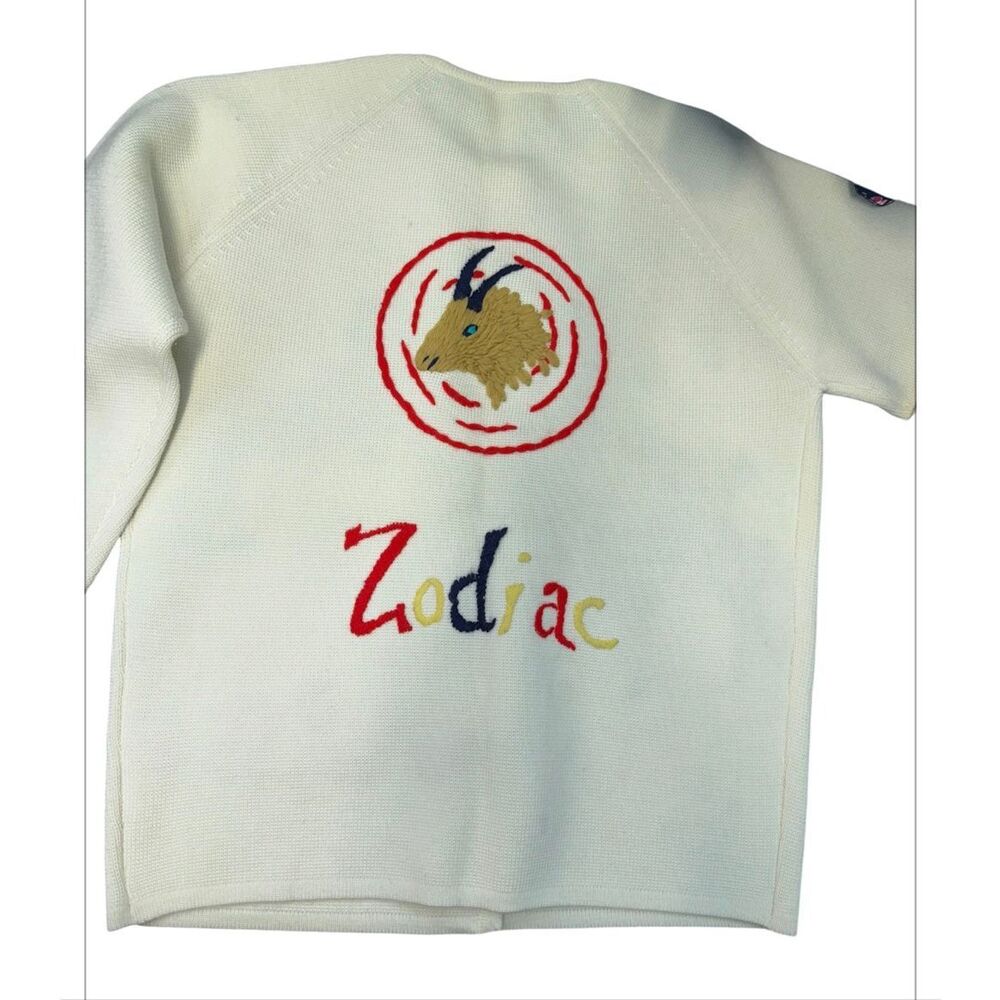 Leroy Knitwear Vintage 60’s Aries Zodiak Embroidered Sweater Women’s Size Small - Picture 8 of 16